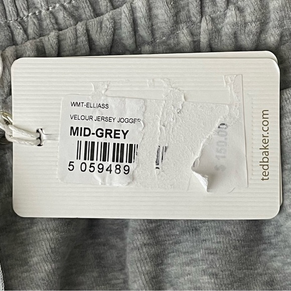 TED BAKER LONDON NWT ELLIASS VELOUR JOGGERS PANTS MID-GREY 1 - Picture 5 of 14